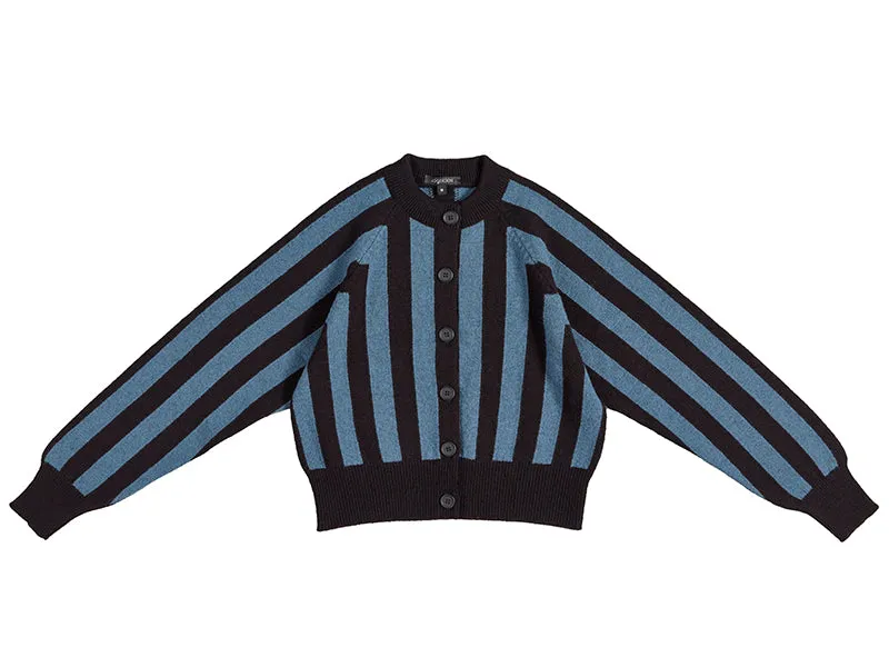 Vertical Stripe Cardigan Black & Putty