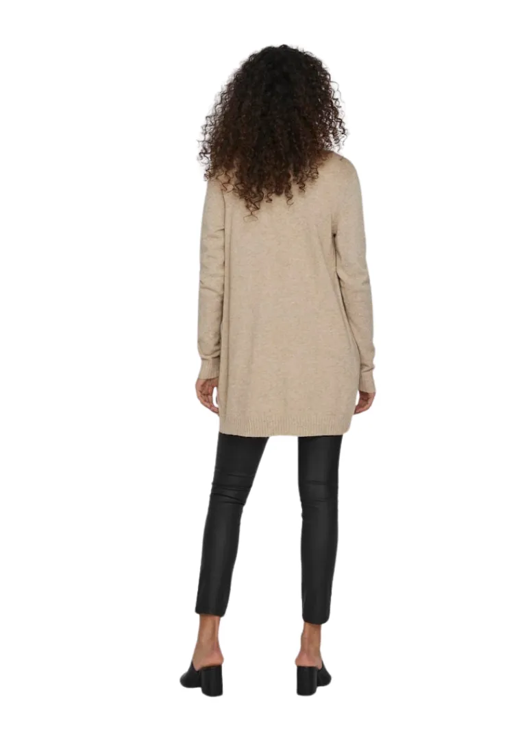 Vila Womens Ril Open LS Knit Cardigan Natural Melange