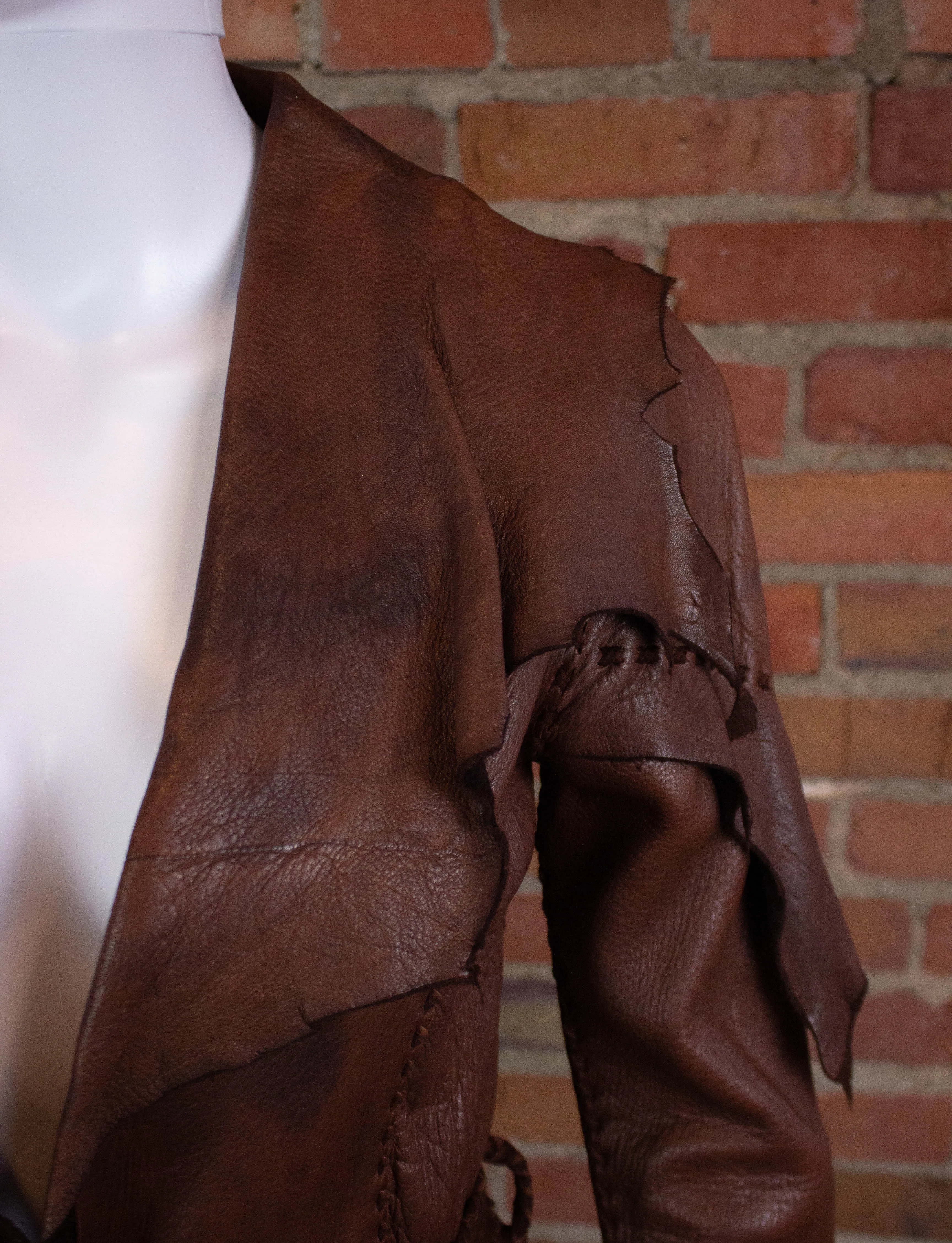Vintage 70s Buckskin Brown Leather Coat Small