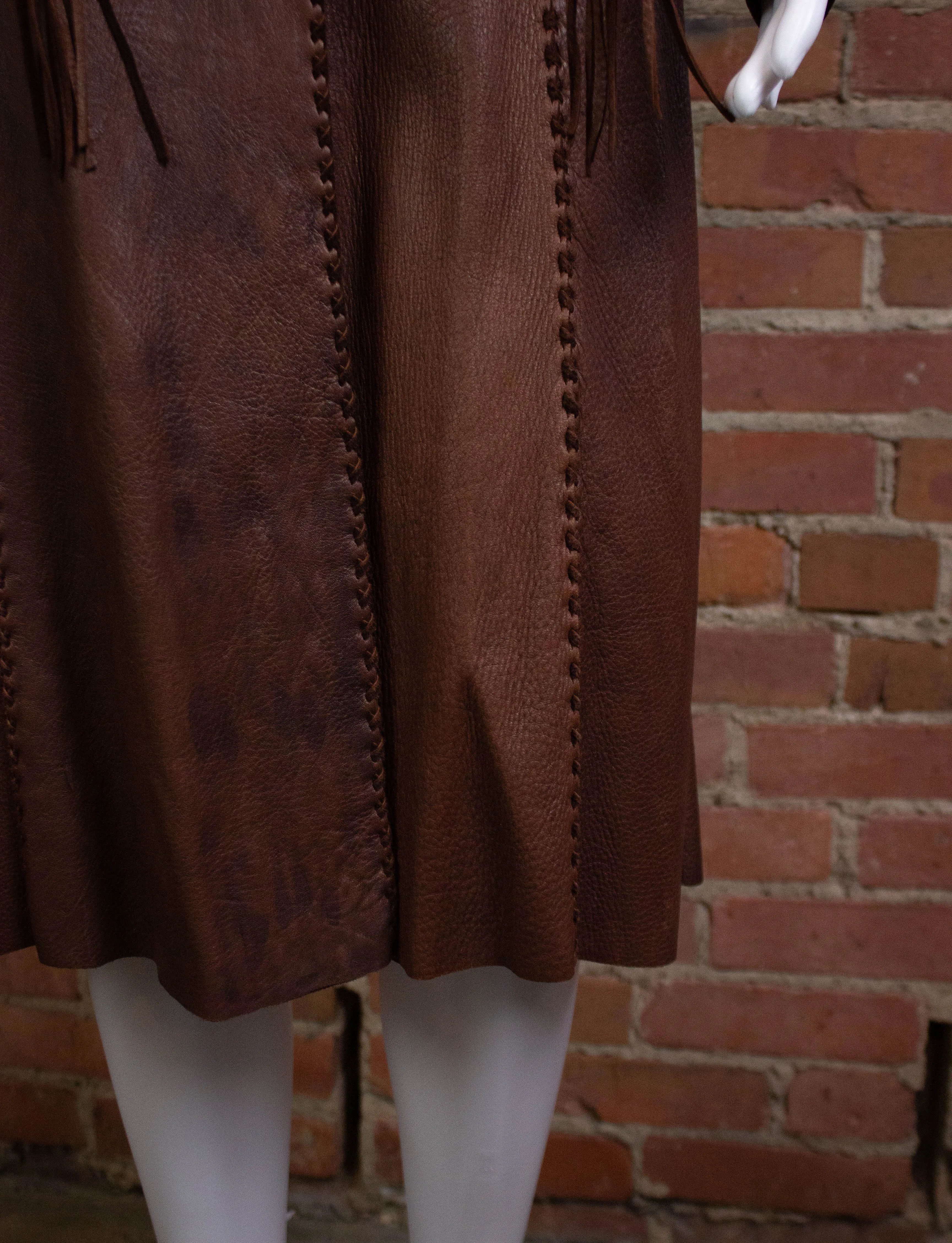 Vintage 70s Buckskin Brown Leather Coat Small