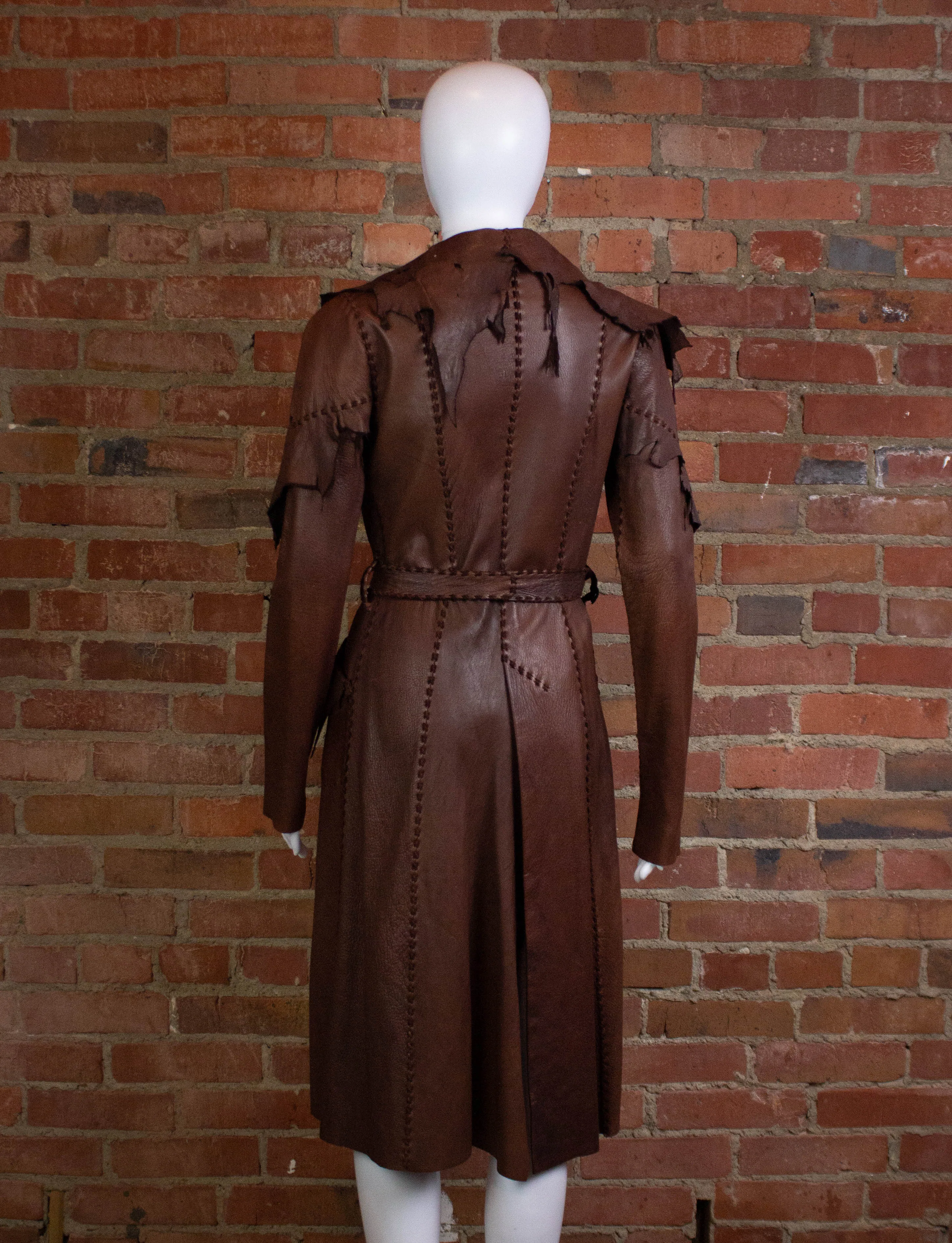 Vintage 70s Buckskin Brown Leather Coat Small