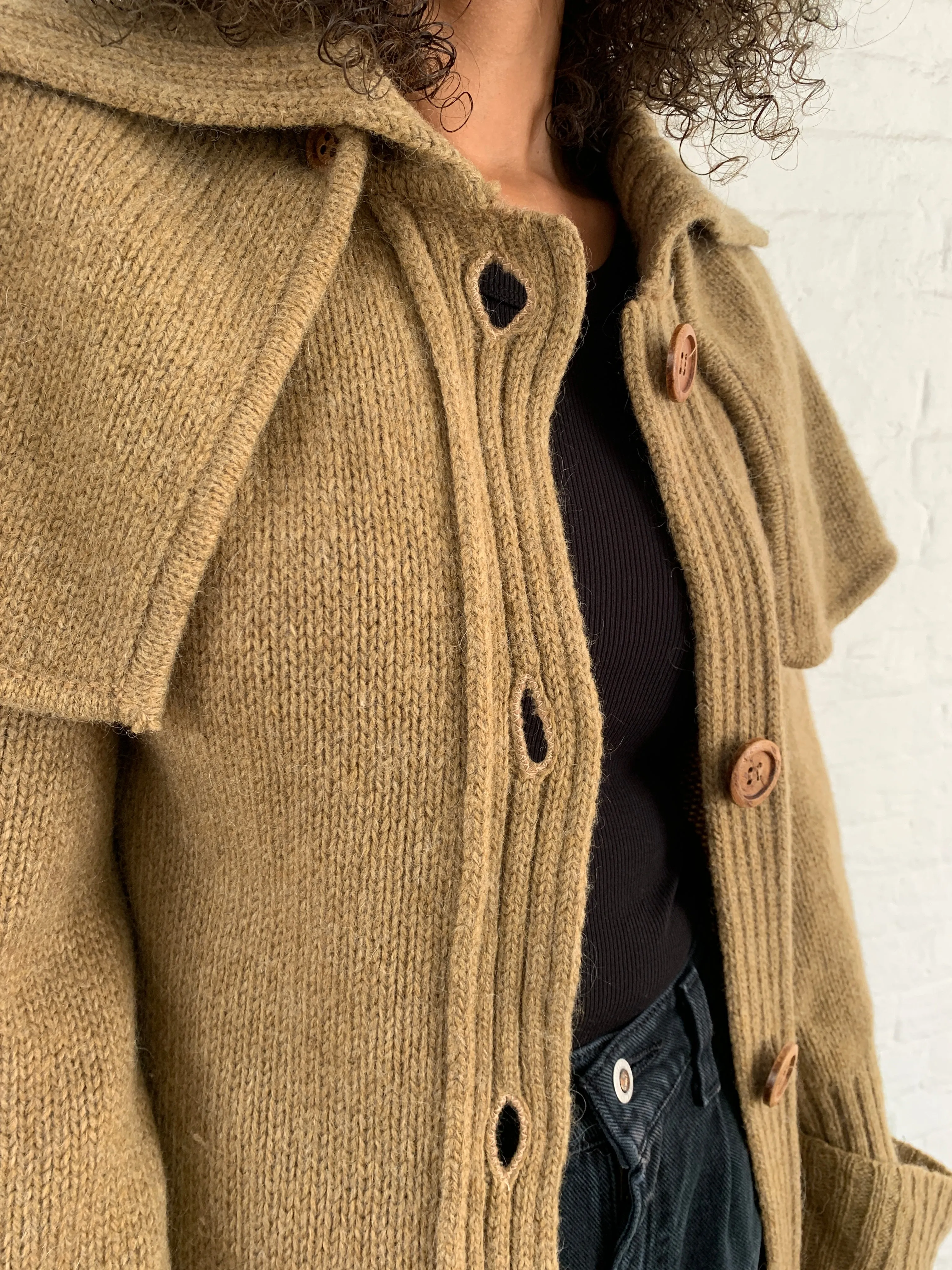 Vintage midi length wool cape cardigan