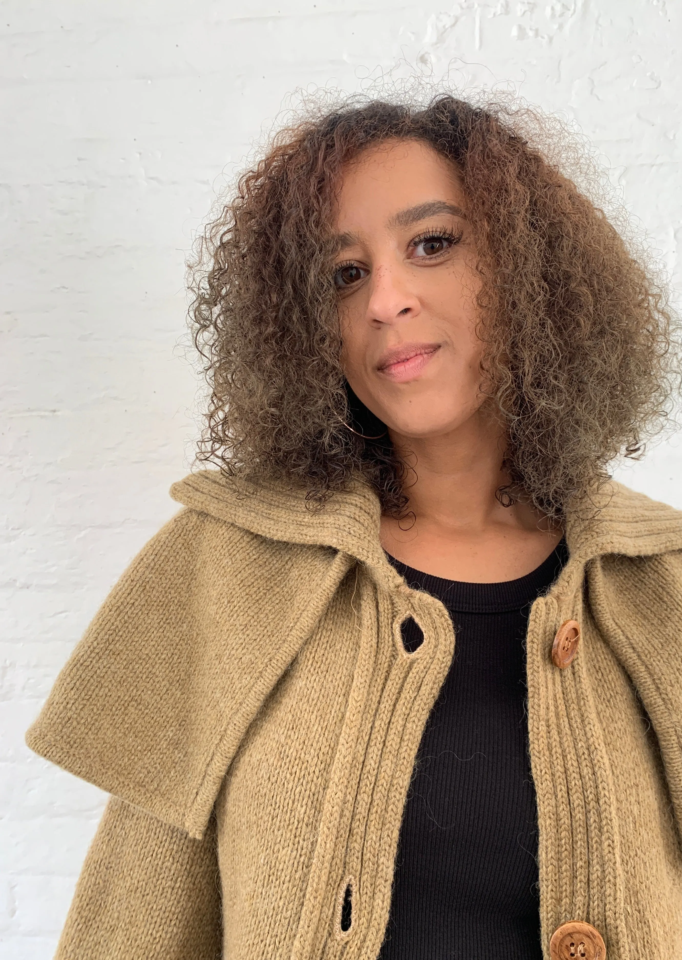 Vintage midi length wool cape cardigan