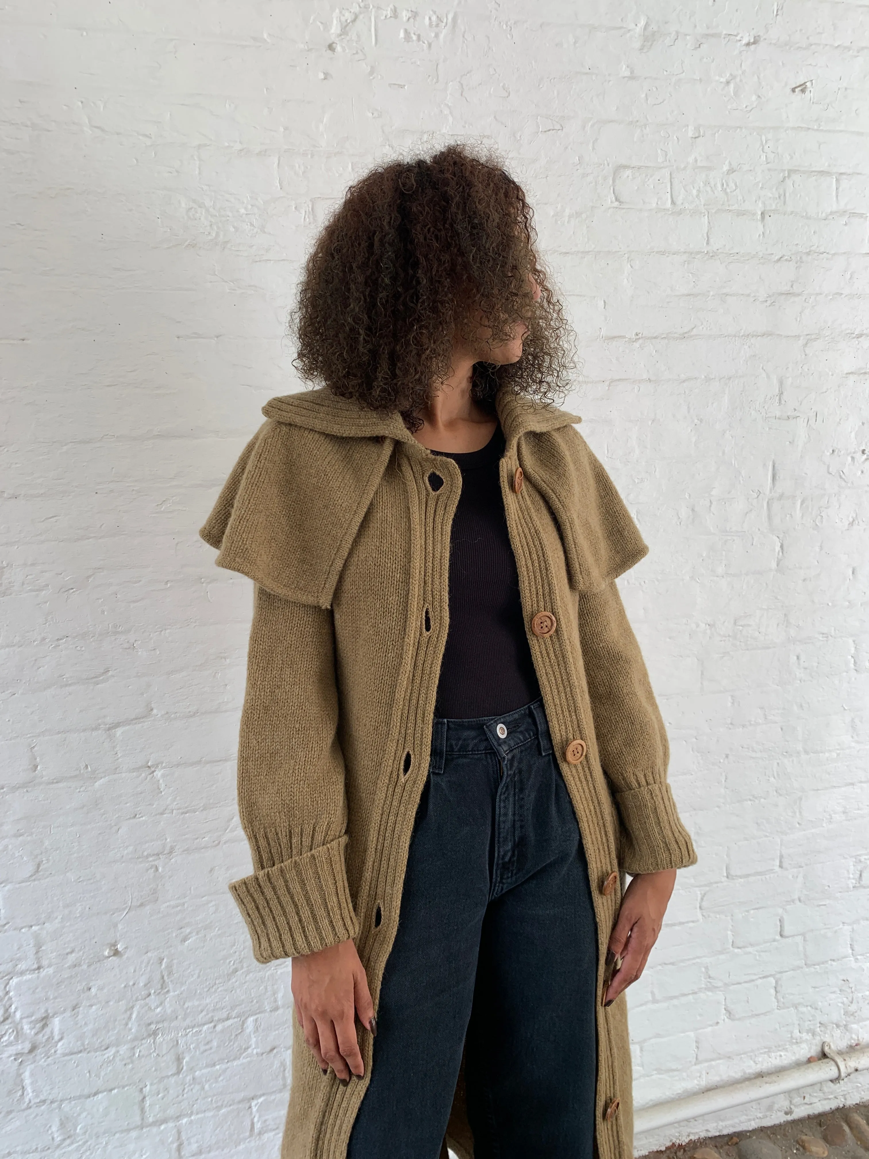 Vintage midi length wool cape cardigan