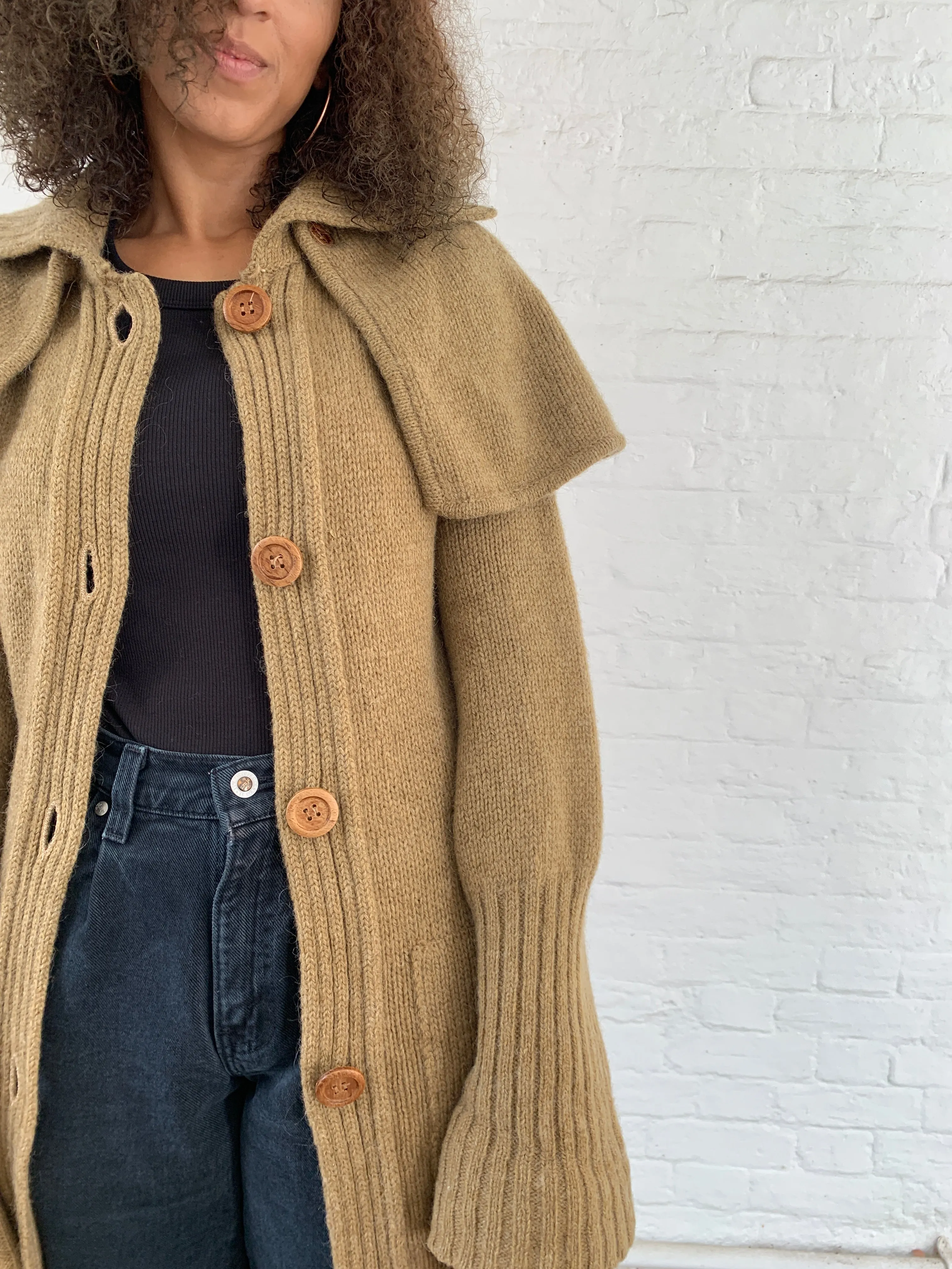 Vintage midi length wool cape cardigan