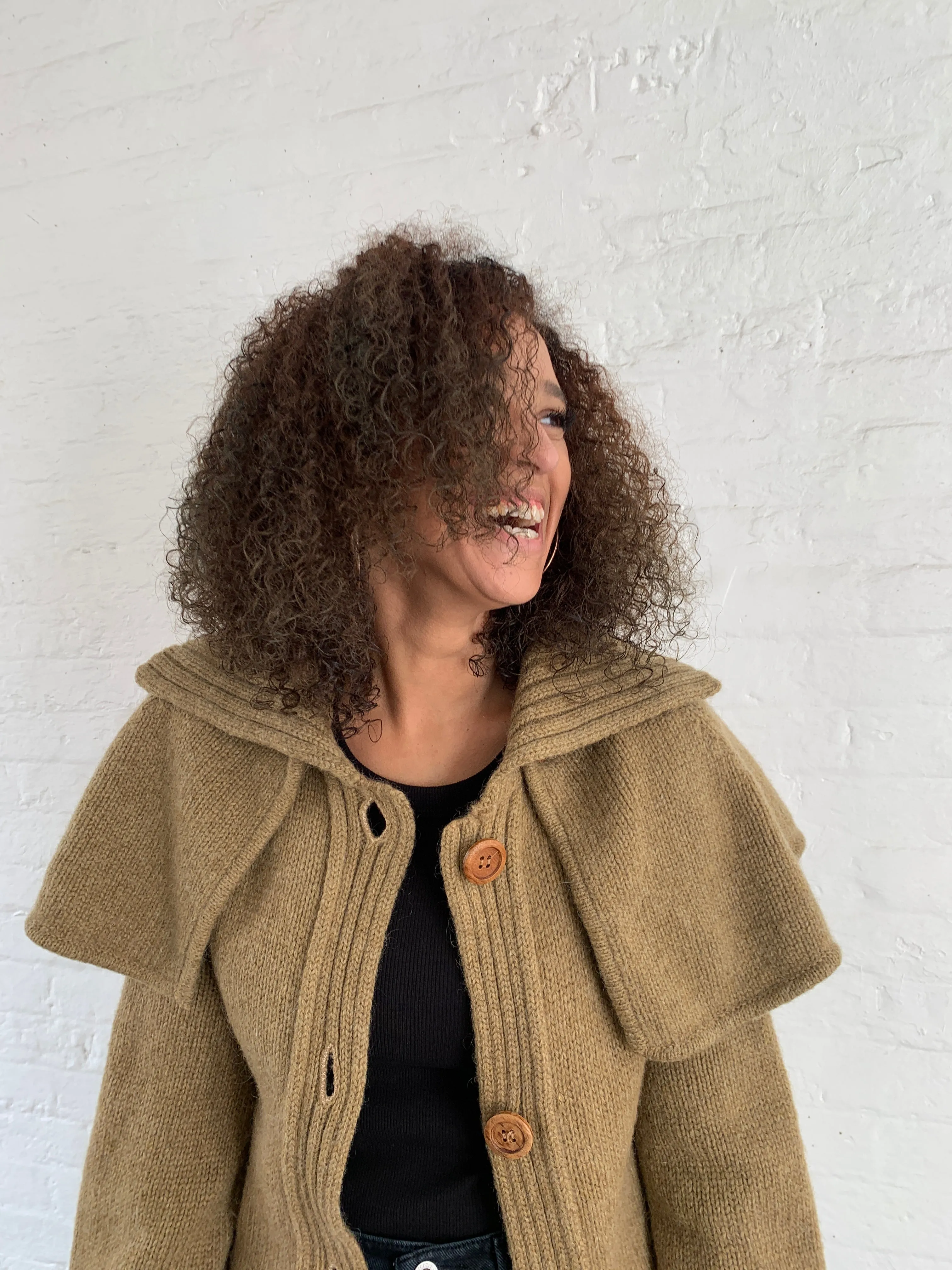 Vintage midi length wool cape cardigan
