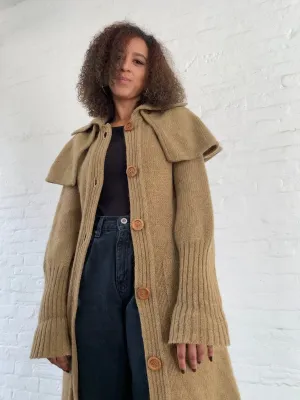 Vintage midi length wool cape cardigan