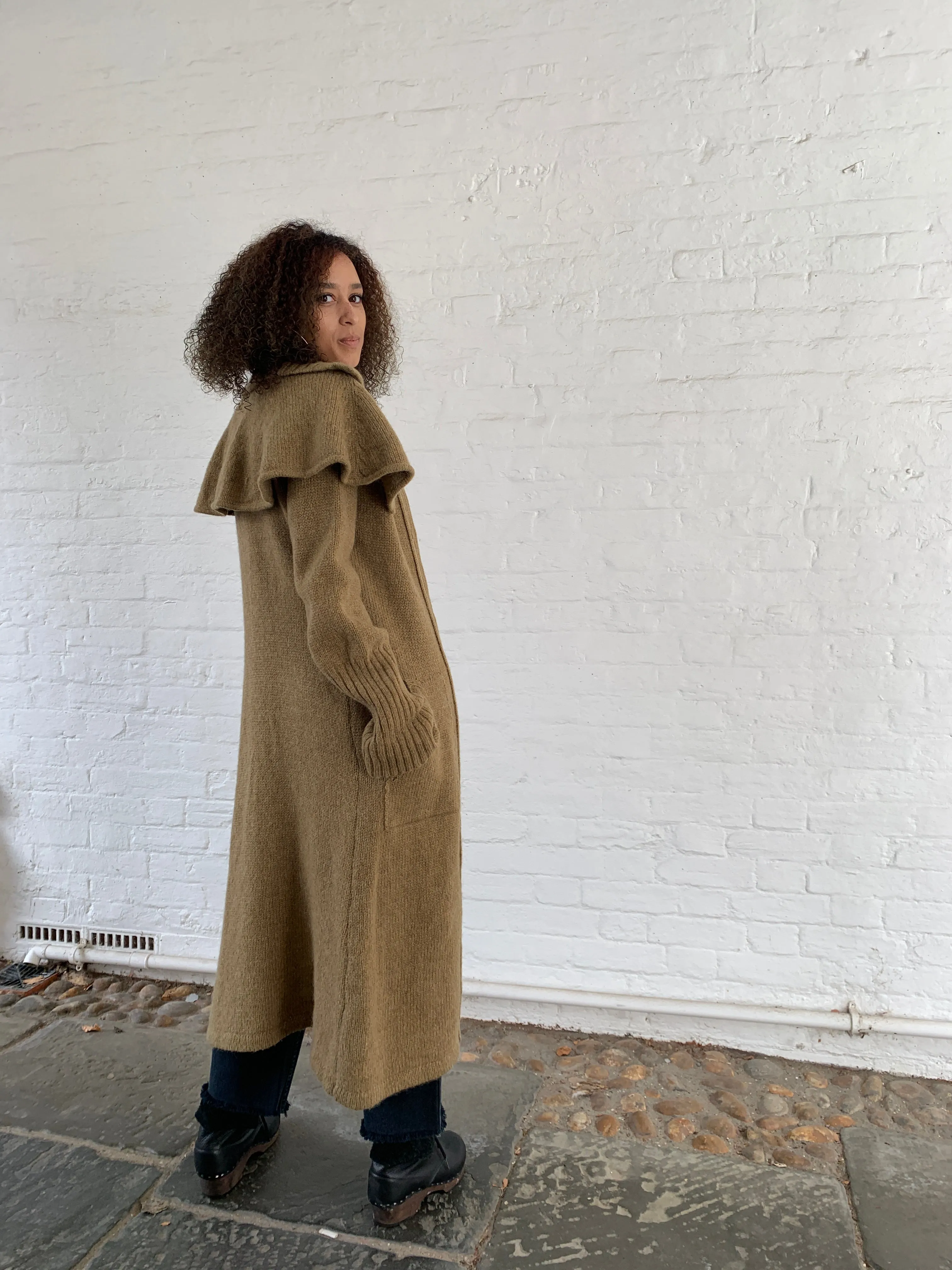 Vintage midi length wool cape cardigan