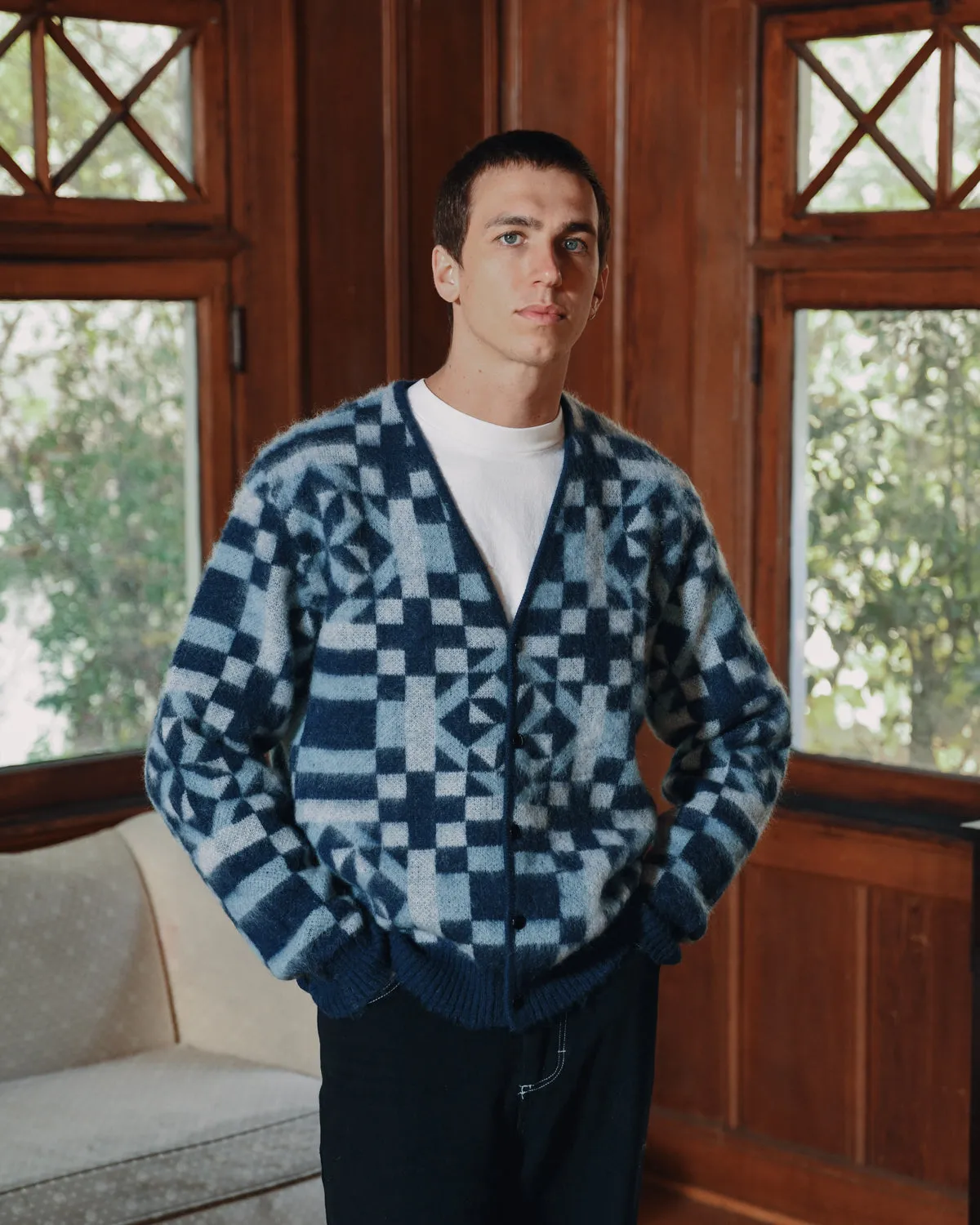 Vintage quilt mohair cardigan
