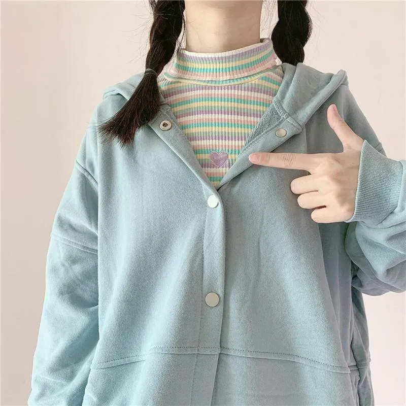 Women's Contrast Color Turtleneck Sweatshirt