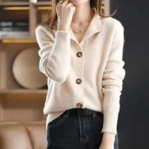Women's Cozy Collar Knitted Cardigan with Buttons | Ideal for All Seasons