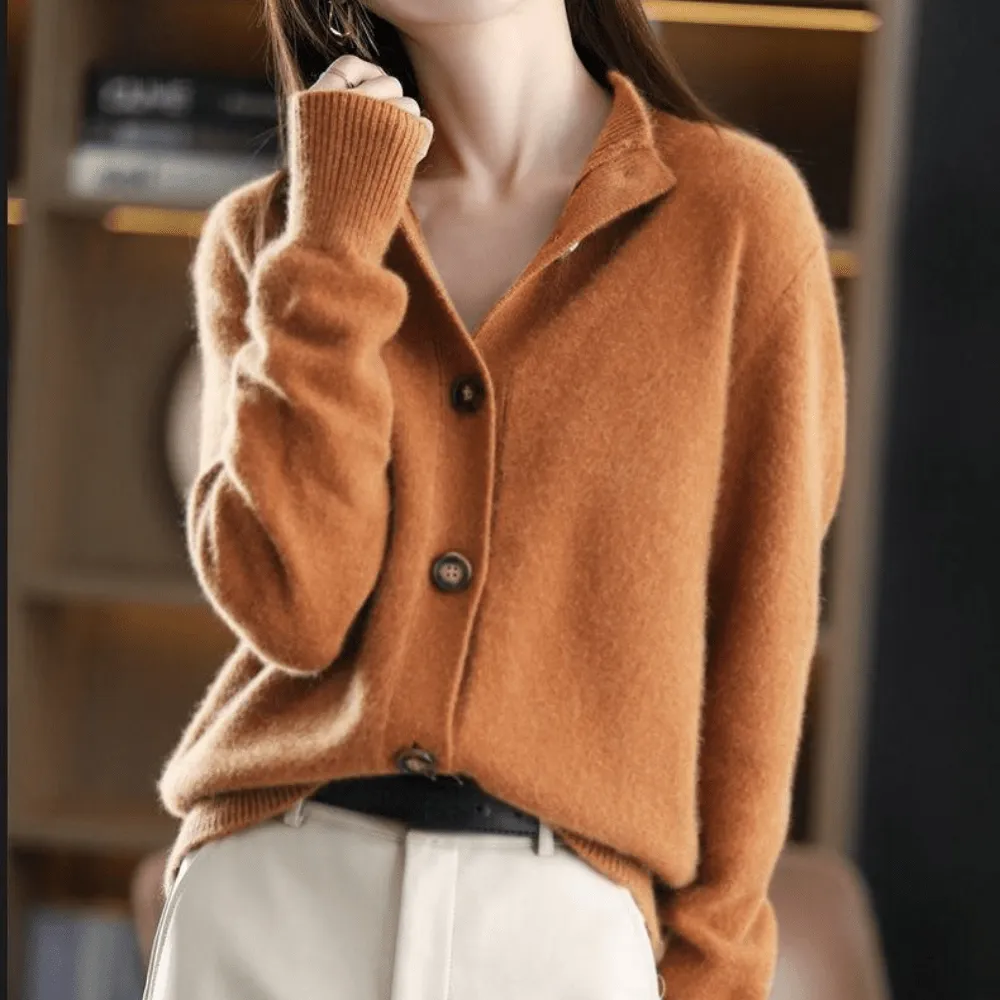 Women's Cozy Collar Knitted Cardigan with Buttons | Ideal for All Seasons