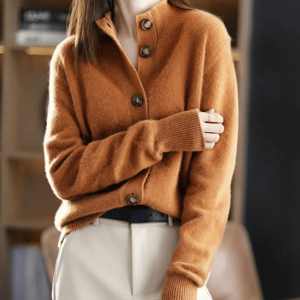 Women's Cozy Collar Knitted Cardigan with Buttons | Ideal for All Seasons