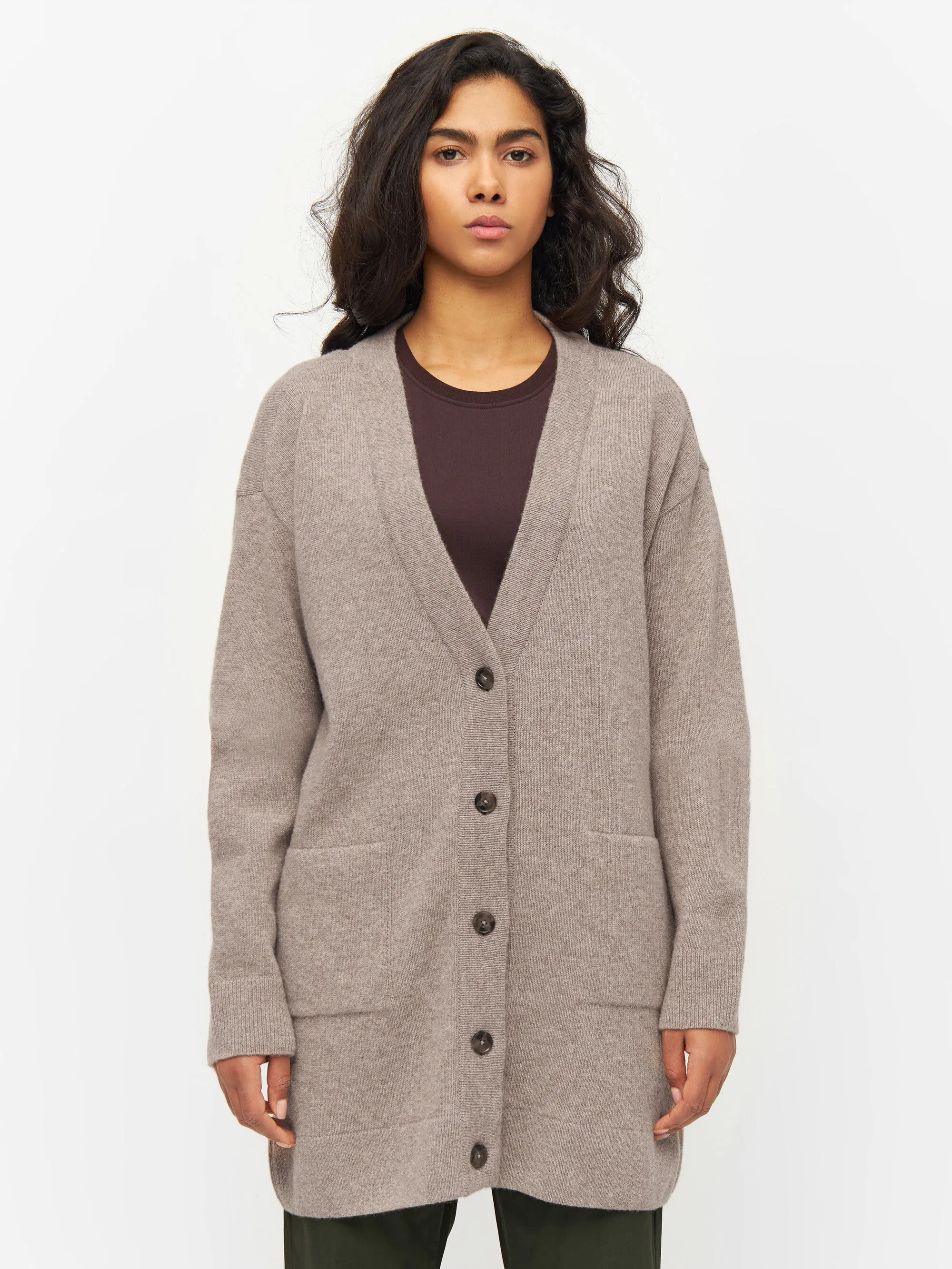 Wool long cardigan - Kelp melange