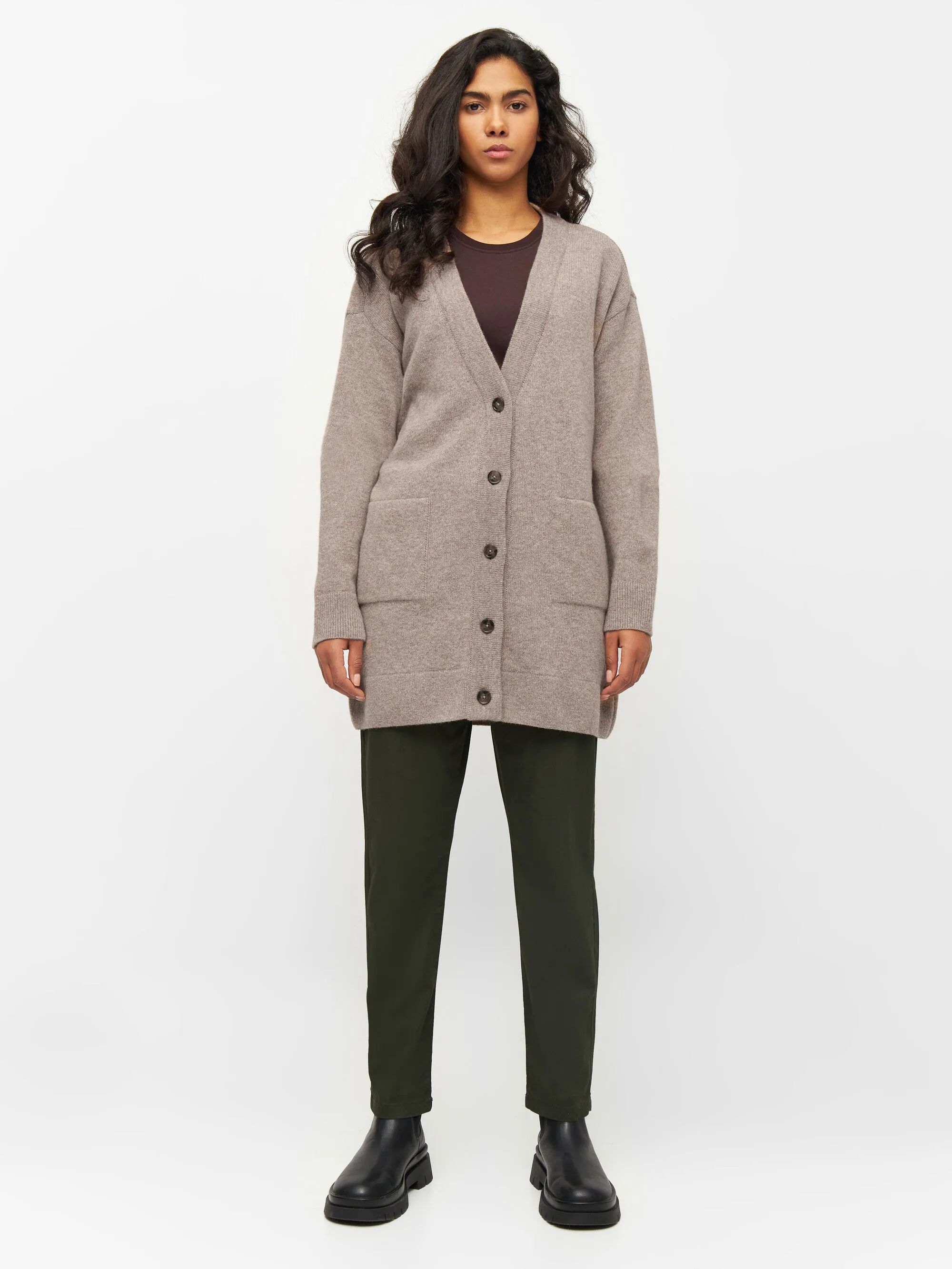 Wool long cardigan - Kelp melange