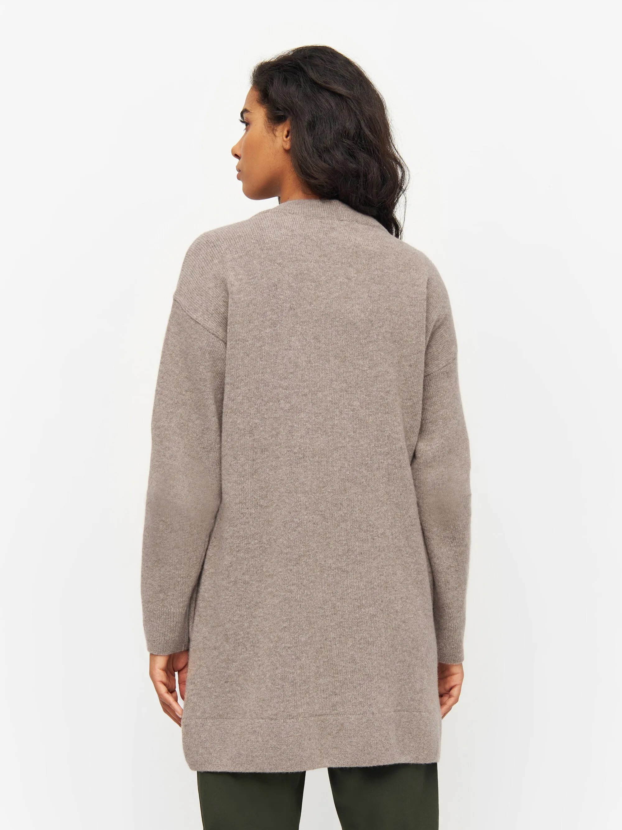 Wool long cardigan - Kelp melange
