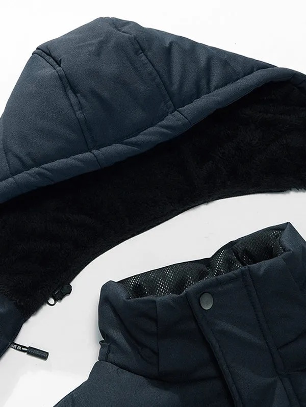 Zipper Hooded Belt Embellished Padded Jacket for Men